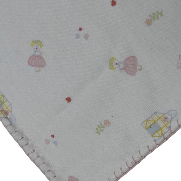 NWT Pixie Lily Pima Little Bo Peep Pink Hand Stitched Edge Receiving Blanket - Picture 2 of 6